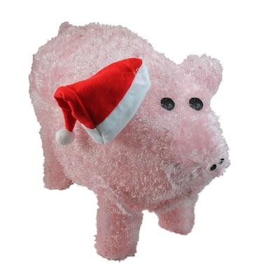 28" Pink and Red LED Lighted Pig Christmas Outdoor Decoration