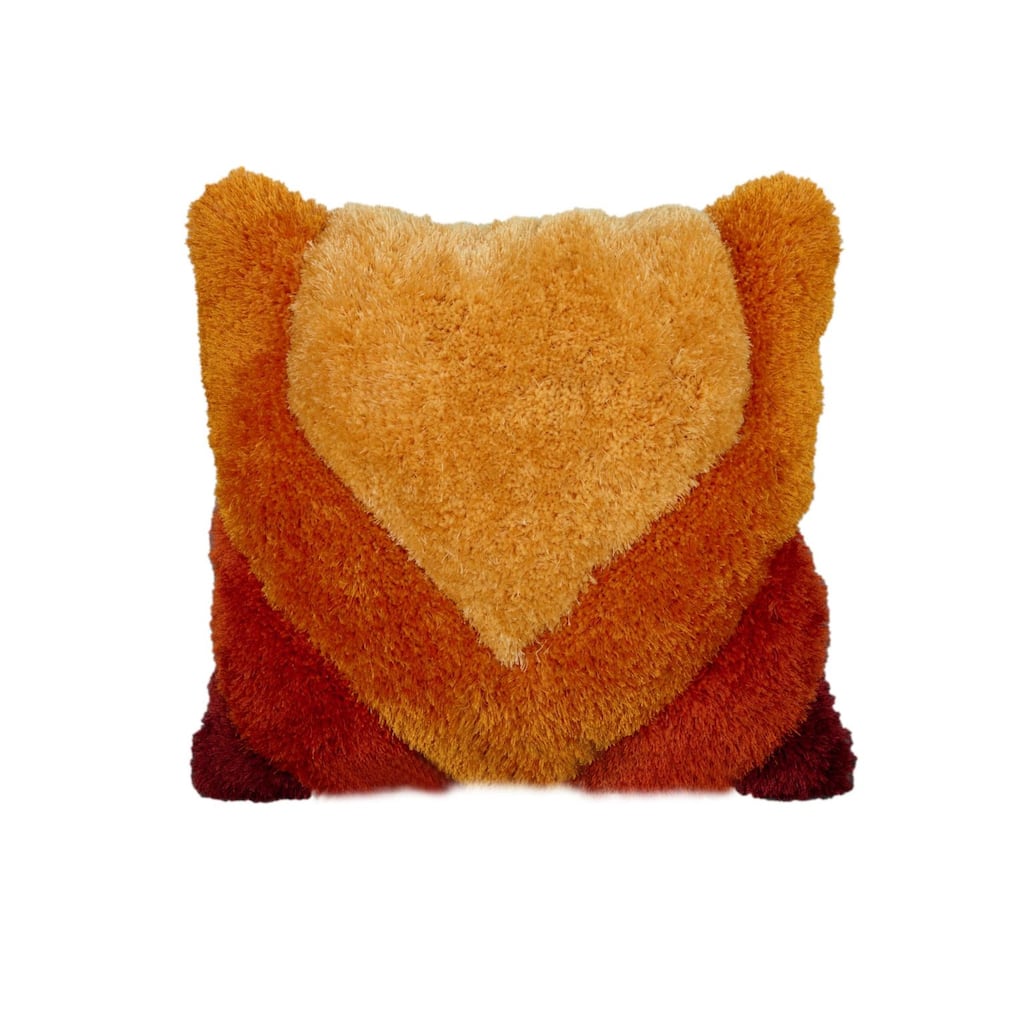 Mateos Shag Collection Orange Geometric Shag Pillow, 20 x 20
