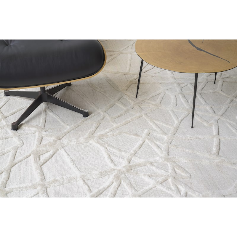 EXQUISITE RUGS Windsor Hand-loomed Wool/Bamboo Silk Linen/Beige Area Rug.