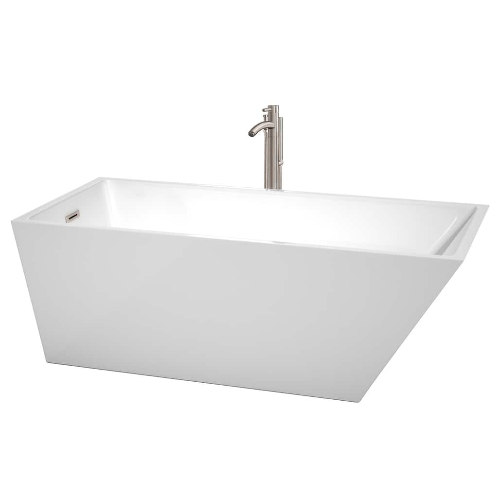 Wyndham Collection Hannah 67" Freestanding Soaking Tub with Tub Filler
