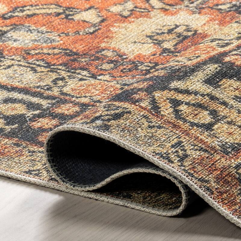 Nuloom Esmeralda SpinClean Distressed Medallion Area Rug