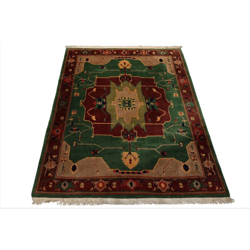 8x9'10'' Hand Knotted Wool Green Tibetan Art Plush Pile Tufenkian Rug - 8' x 9' 10''