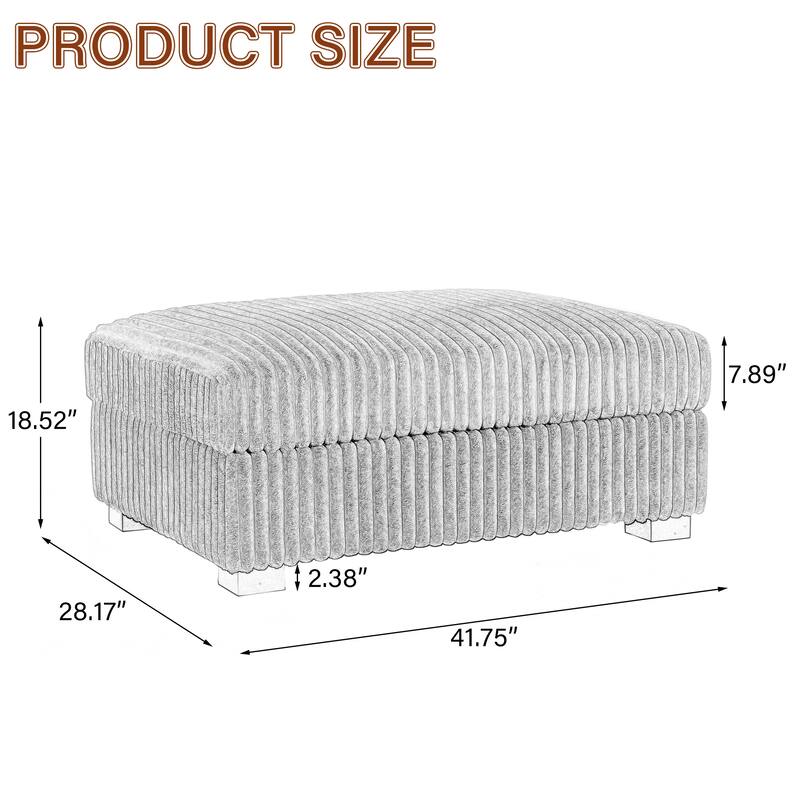 Modern Cotton Flannel Upholstery Oversized Ottoman