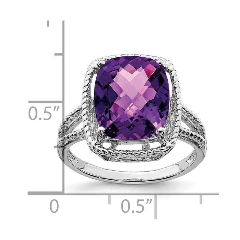 Curata 925 Sterling Silver Polished Amethyst Ring