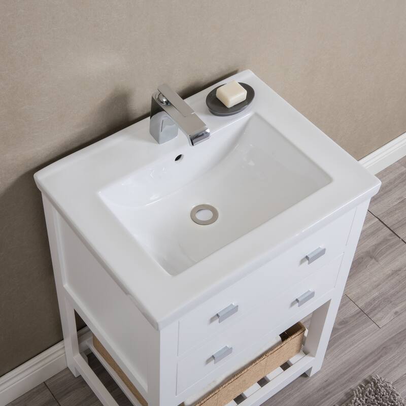Viola 24-inch MDF 1-drawer Single Bowl Ceramic Top Vanity