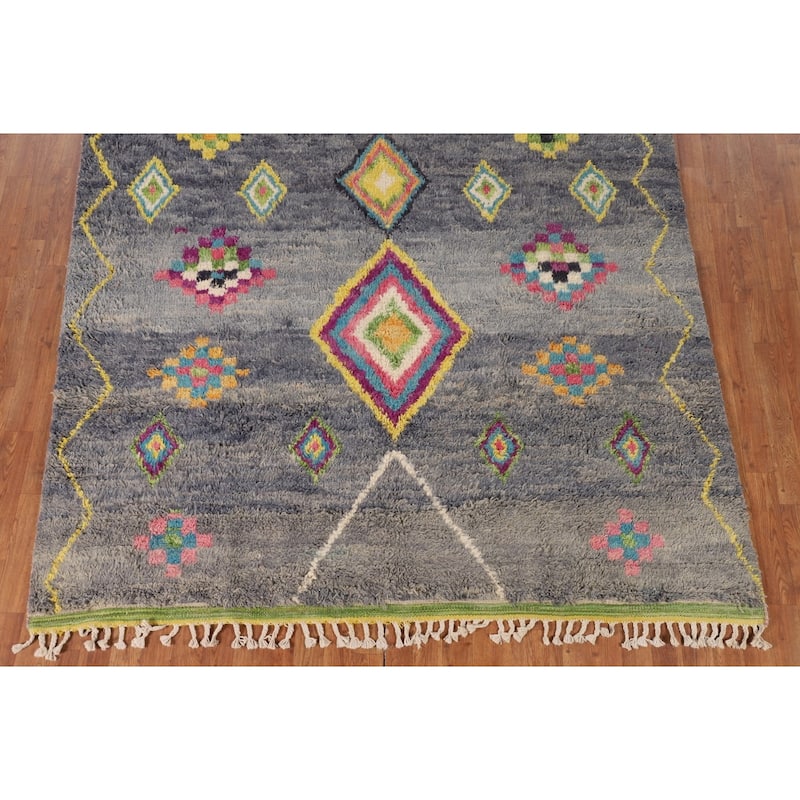 Geometric / Moroccan Style Rug Hand-Knotted Wool Carpet - 6'10" x 10'10"