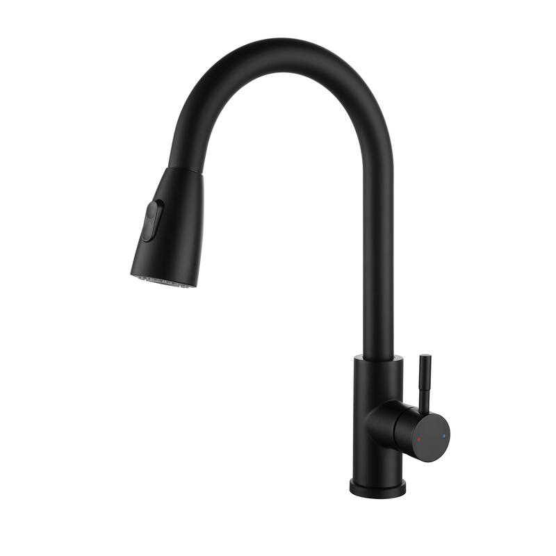 Topcraft Stainless Steel Pull Down kitchen Sink Faucet - Matte Black