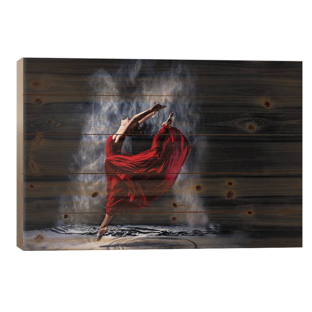 Red Dancing Print On Wood by Petr Kleiner - Multi-Color