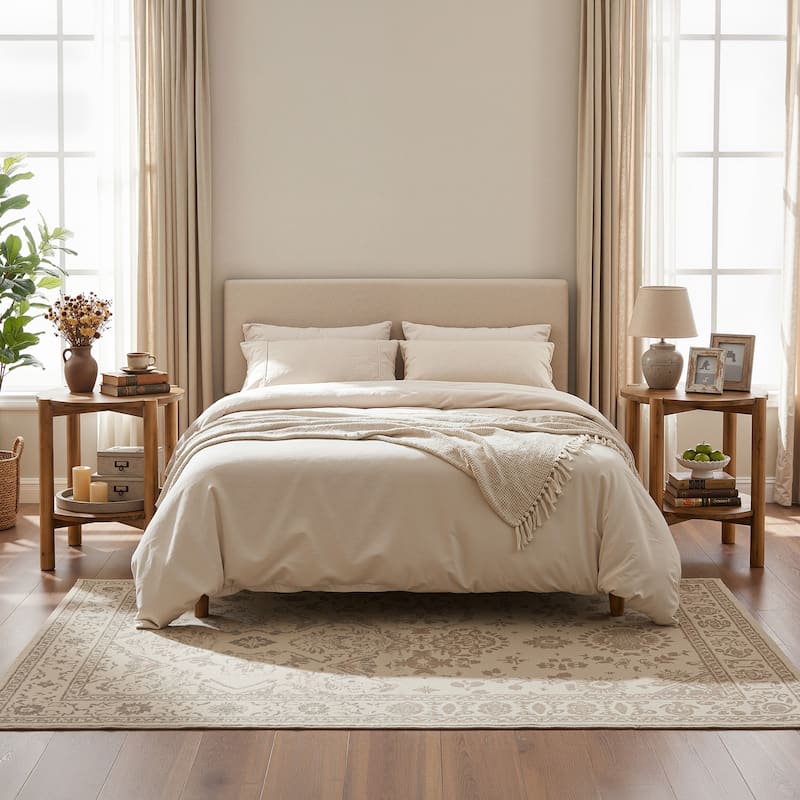 Solid Wood Round End Tables for Living Room, Farmhouse 2-tier Side Table - 19.69" D x 19.69" W x 23.62" H