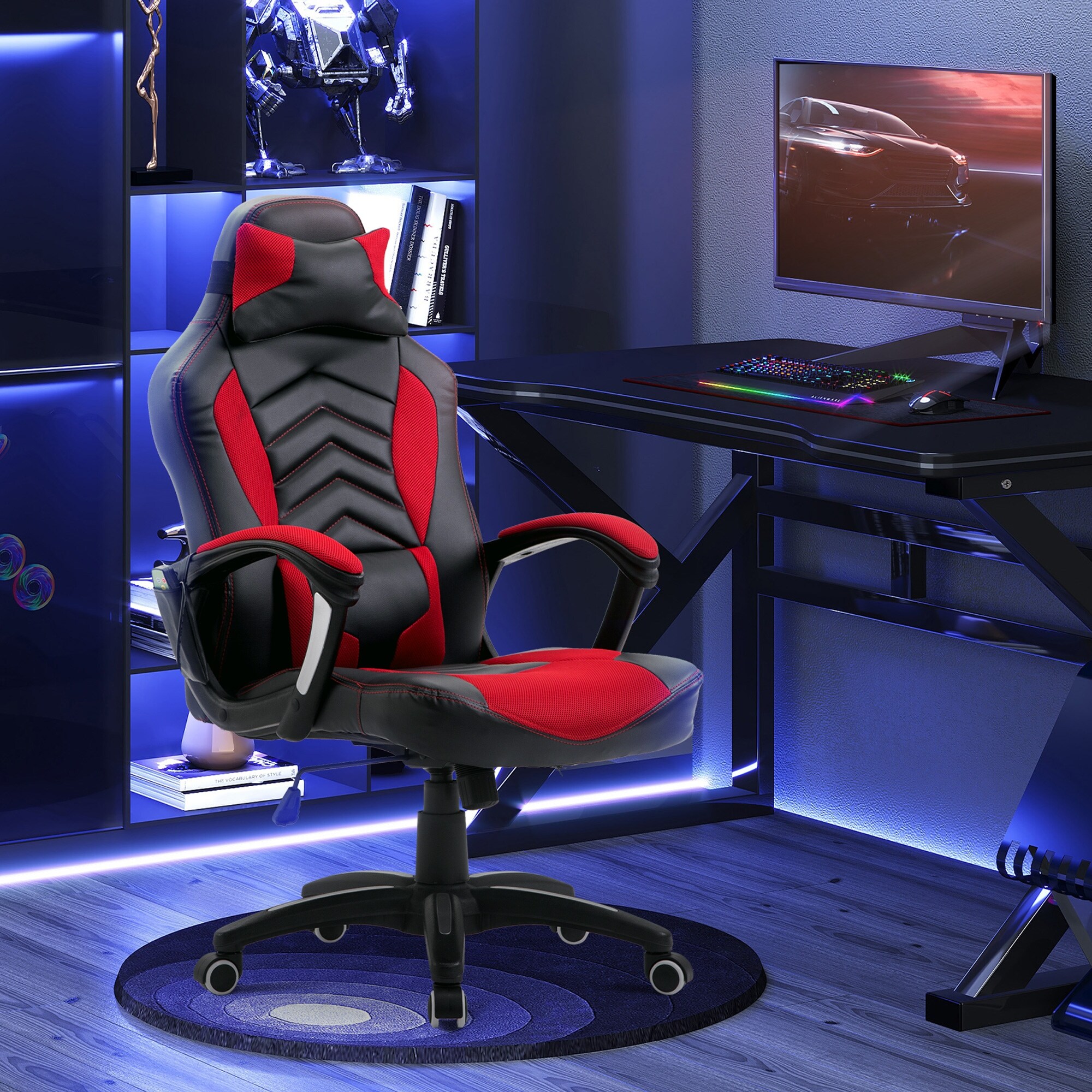 Vibrating Massage Computer Chair, Gaming Chair with Headrest