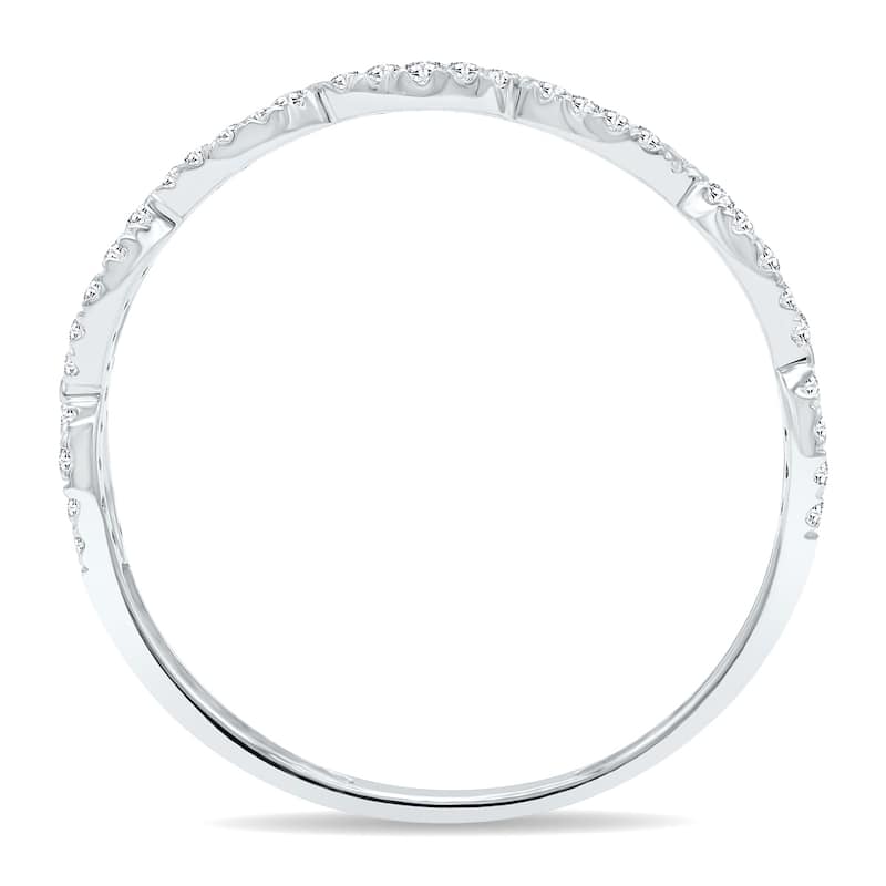 Women's 1/4 Carat TW 3mm Double Row Twisted Diamond Wedding Band in 10K White Gold