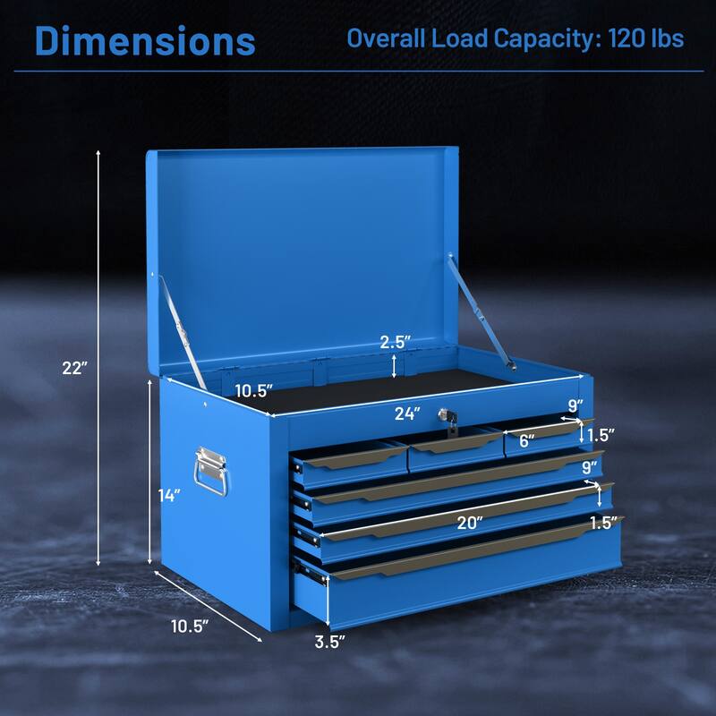 Gymax 24'' Tool Chest Case Steel Tool Box w/ 6 Drawers Top Storage
