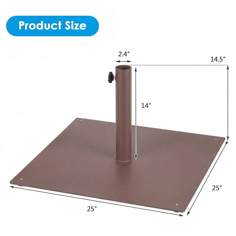 Gymax 25'' Square Patio Umbrella Base Weighted 42 LBS Outdoor Market