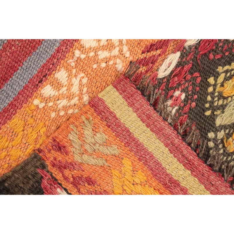 Hand Woven Oriental 100% Wool Carpet Southwestern Tribal Multi-Colored Kilim Area Rug - 11' 2'' X 5' 9''