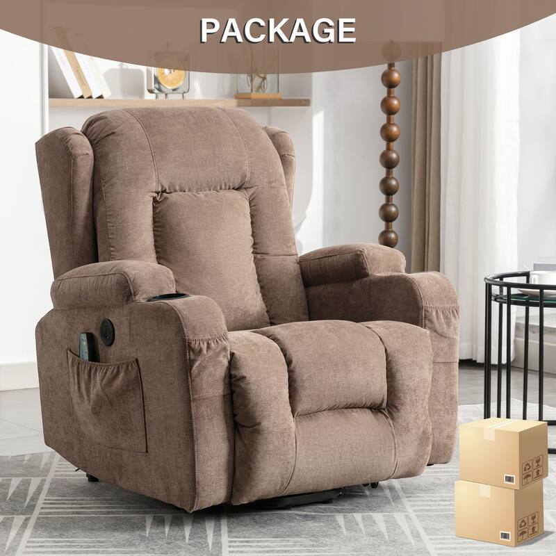Power Lift Recliner Chair Recliners for Elderly with Heat for Living Room with Infinite Position and Side Pocket,USB Charge Port