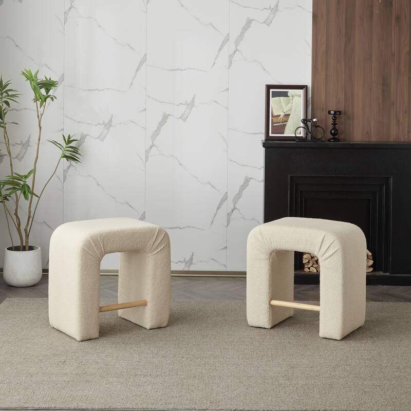 24''Boucle Stool Set Of 2 - Cream