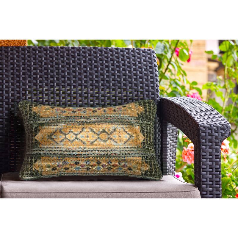 Liora Manne Marina Tribal Stripe Indoor/Outdoor Pillow Green - 12" x 18" - Polyester - Green