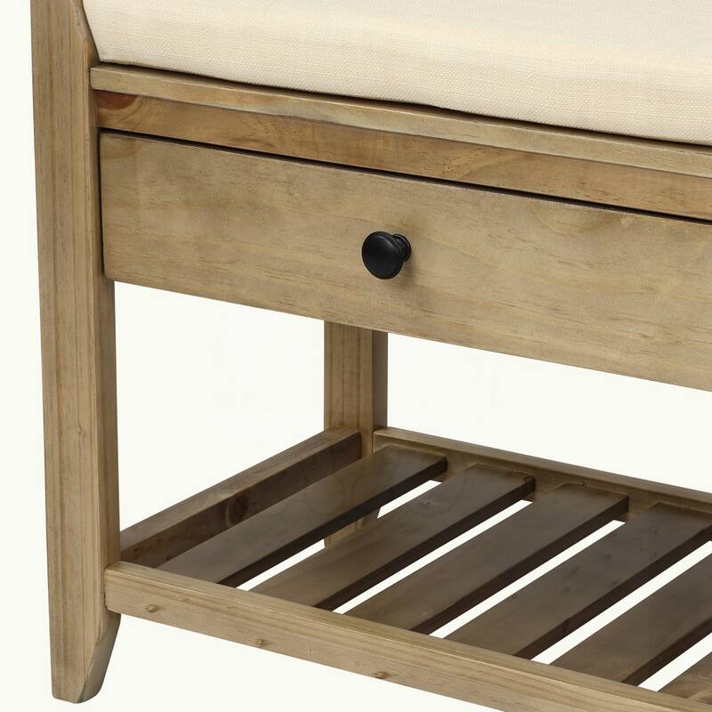 Shoe Rack with Cushioned Seat and Drawers