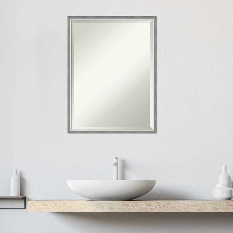 Theo Narrow Beveled Wood Framed Bathroom Vanity Wall Mirror