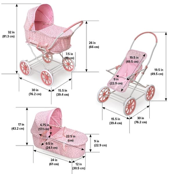Badger Basket Just Like Mommy 3-in-1 Doll Pram/Carrier/Stroller