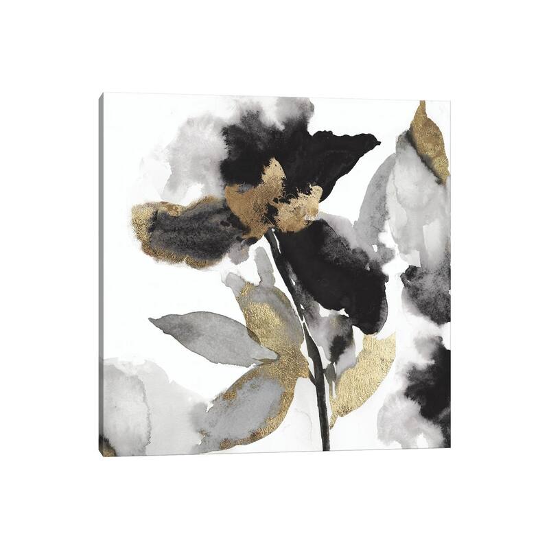 iCanvas "Black Petals Gold Leaves II" by Asia Jensen Canvas Print