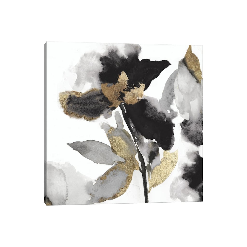 iCanvas "Black Petals Gold Leaves II" by Asia Jensen Canvas Print