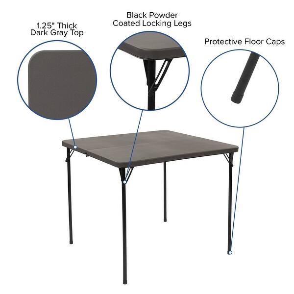 Shop Black Friday Deals On 3 Foot Square Bi Fold Plastic Folding Table With Carrying Handle On Sale Overstock 19887498 Brown
