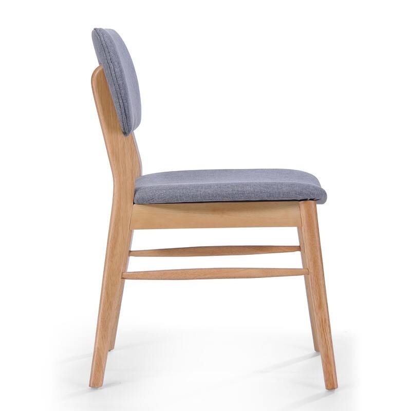 Set of 2 Mid - Century Upholstered Dining Chair with Rubberwood Frame