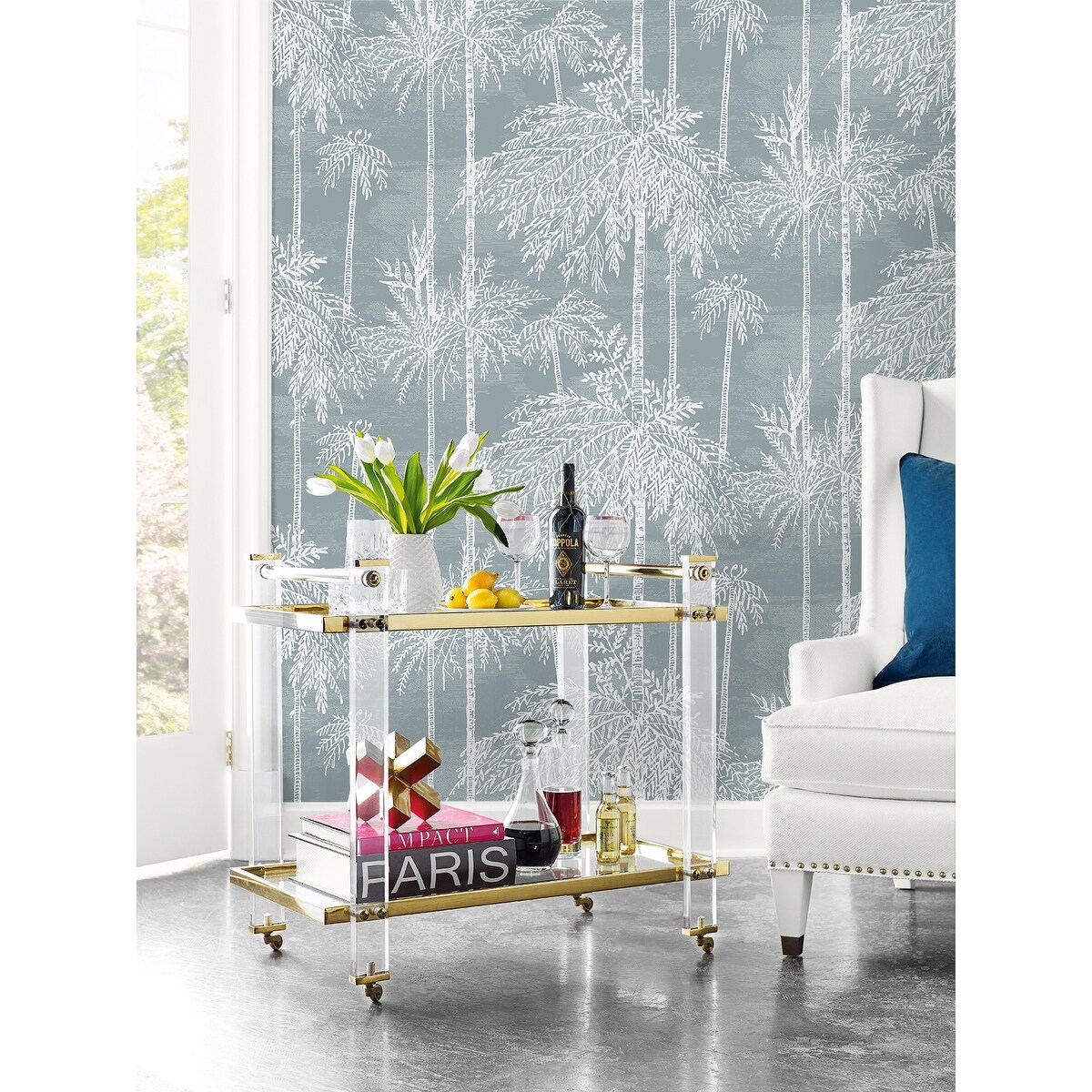 Coral Palm Grove Wallpaper LN40201