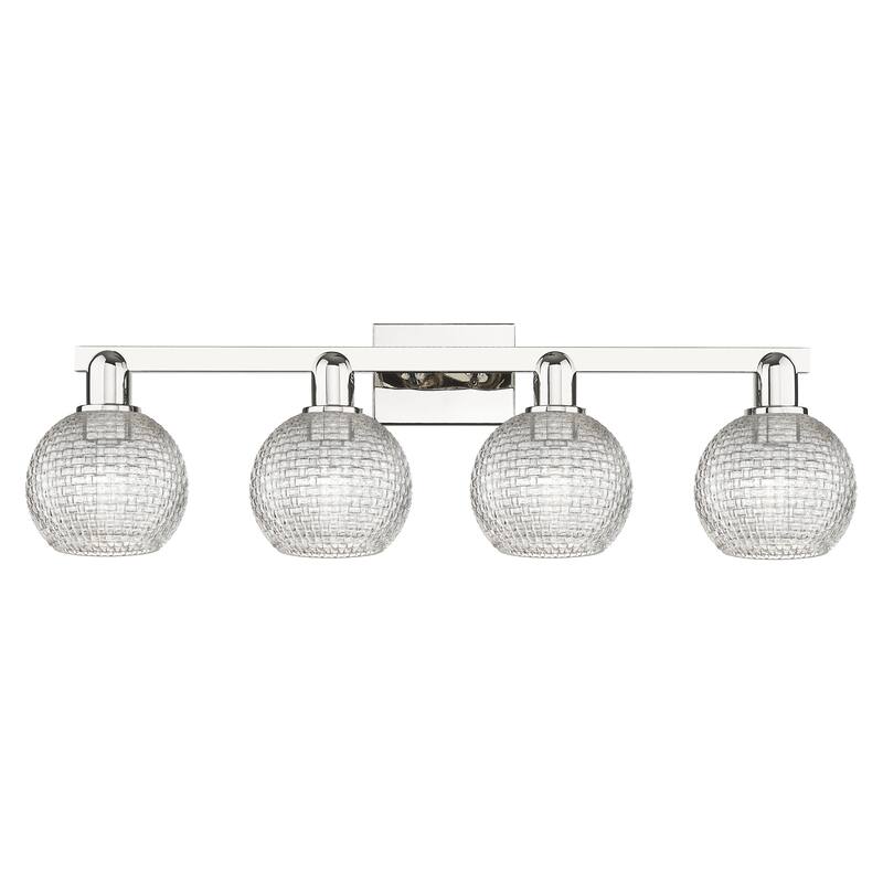 Innovations Lighting Endless Possibilities Arcadia - Athens - 4 Light 33" Basketweave Bath Vanity Light - Polished Nickel
