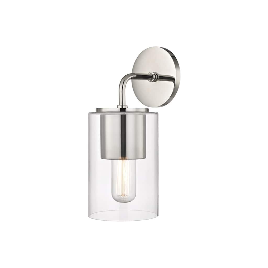 Mitzi by Hudson Valley Lula 1-light Polished Nickel Wall Sconce, Clear Glass
