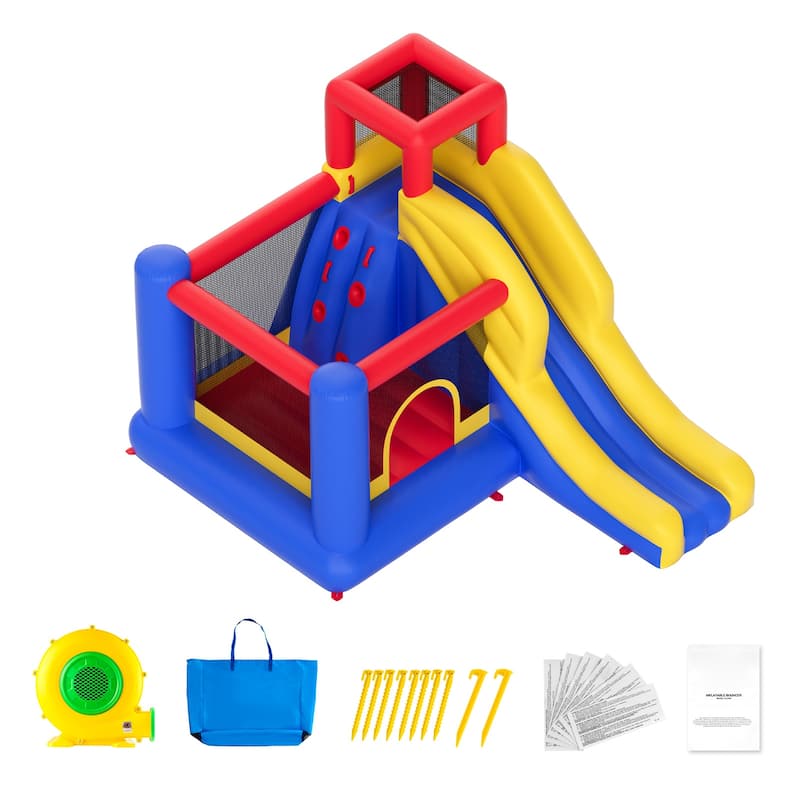 Inflatable Bounce House Family Backyard Bouncy Castle, for Kid Ages - 133.9x102.4x90.6 inches