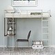 preview thumbnail 2 of 18, Silver Twin Size Metal Loft Bed with Ladder, Fence, 2 Shelves and Desk for Bedroom