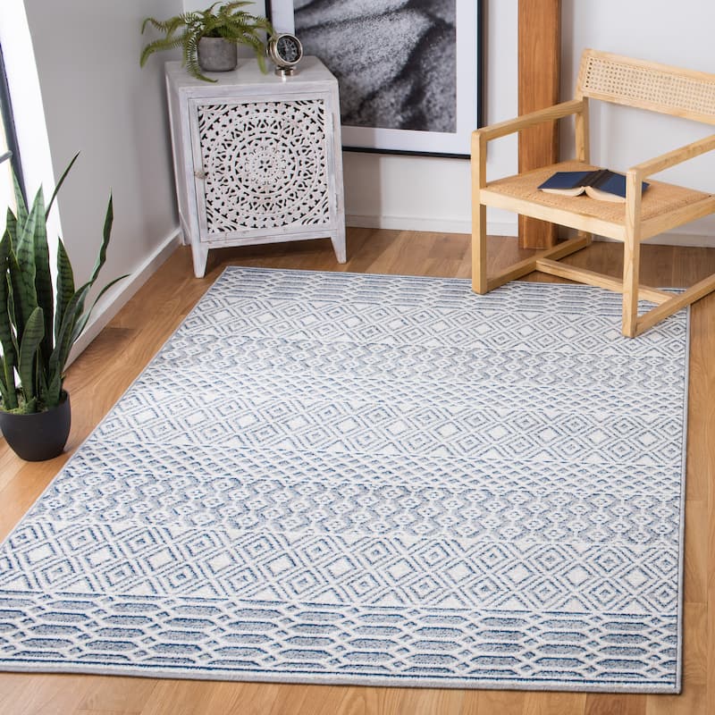 SAFAVIEH Belmont Zyhra Kreszenz Boho Rug - 5'5" x 7'7" - Ivory/Navy