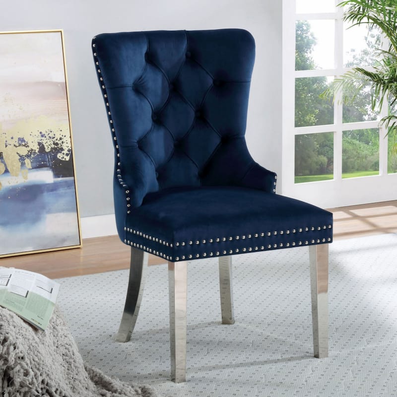 Set of 2 Wingback Dining Chairs with Button Tufted Back