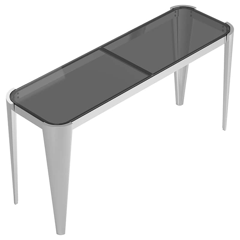 Rectangle Glass Top Console Table Silver and Grey