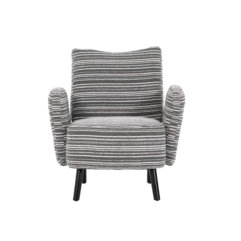 Boucle Upholstered Lounge Armchair, Reading Chair with Side Storage Pocket, Single Sofa Chair with Solid Wood Legs