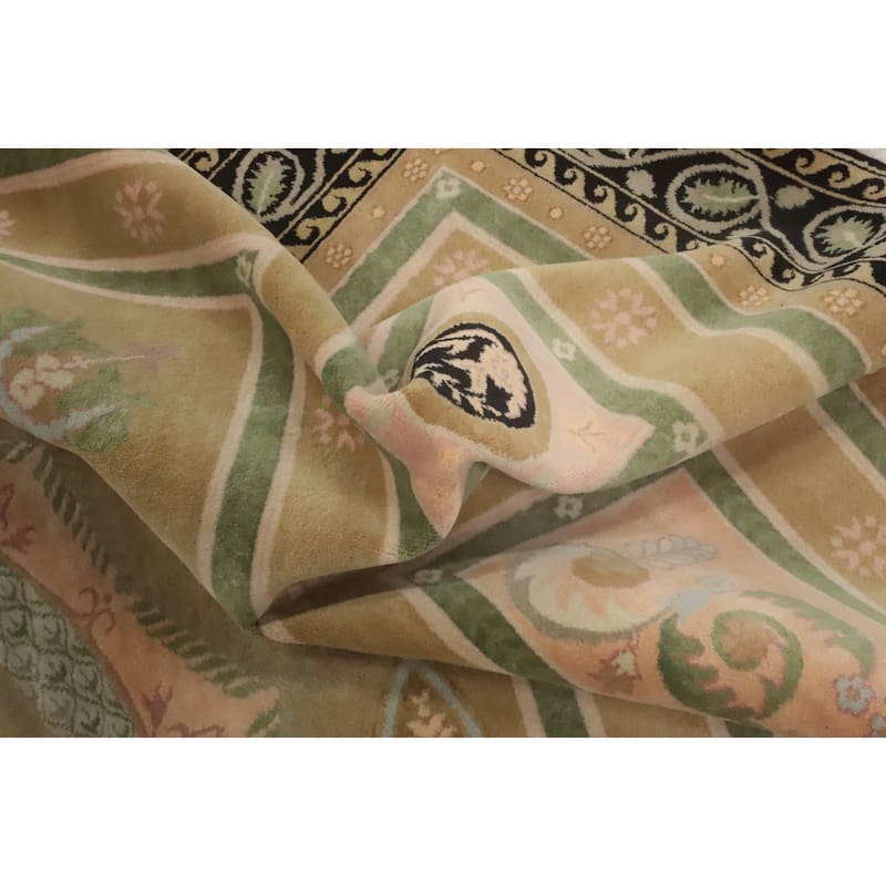 Hand-knotted Traditional Wool Brown Geometric Oriental Area Rug - 11' 8'' X 8' 9''