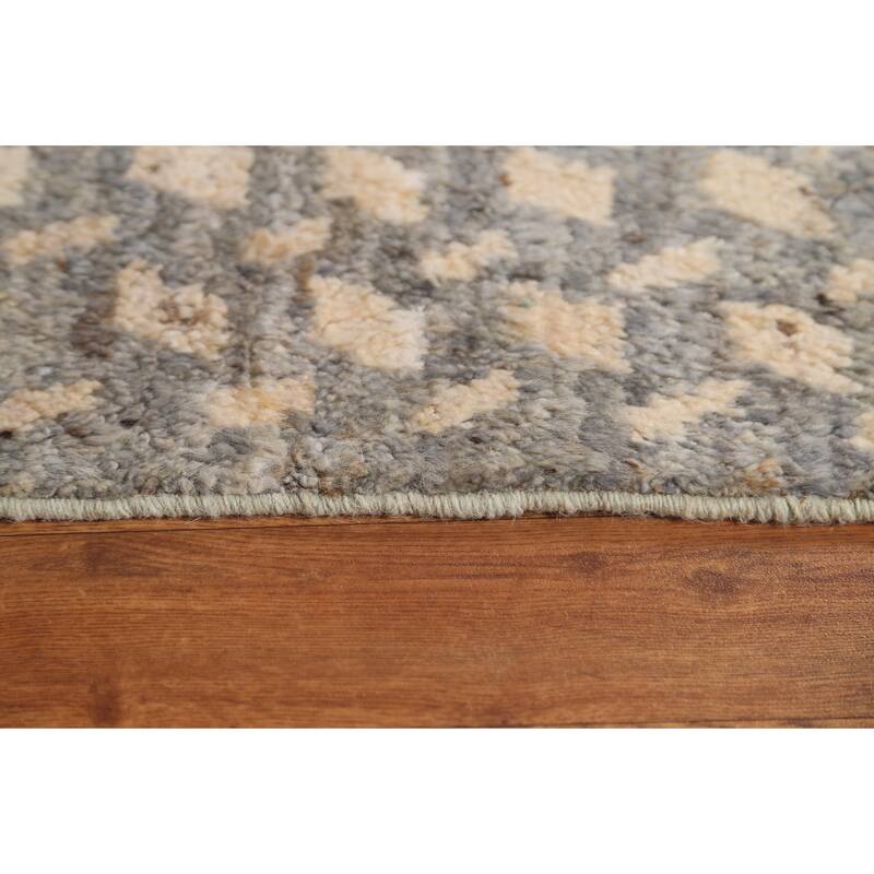 Hand Knotted Oriental 100% Wool Carpet Modern All-Over Greys & Charcoal Moroccan Area Rug - 7' 8'' X 5' 1''