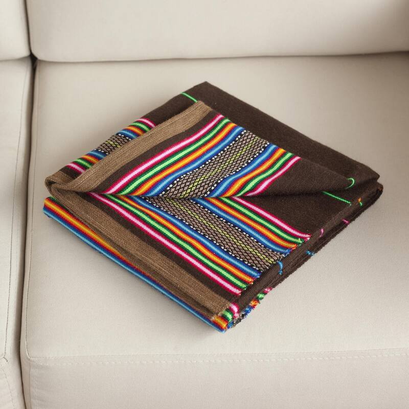 Novica Handmade Andean Festivity In Espresso Throw
