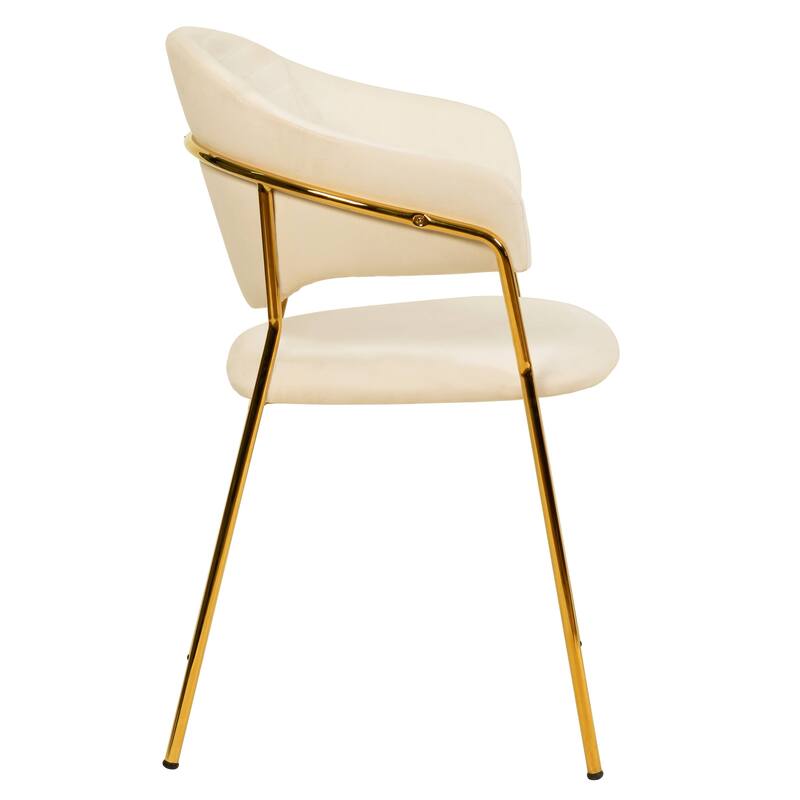 LeisureMod Set of 4 Bella Upholstered Leather/Velvet Accent Dining Chair in Gold Base for Home, Dining Room & Kitchen Furniture