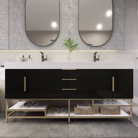 Noble 72" Free Standing Vanity with Reinforced Acrylic Double Sink