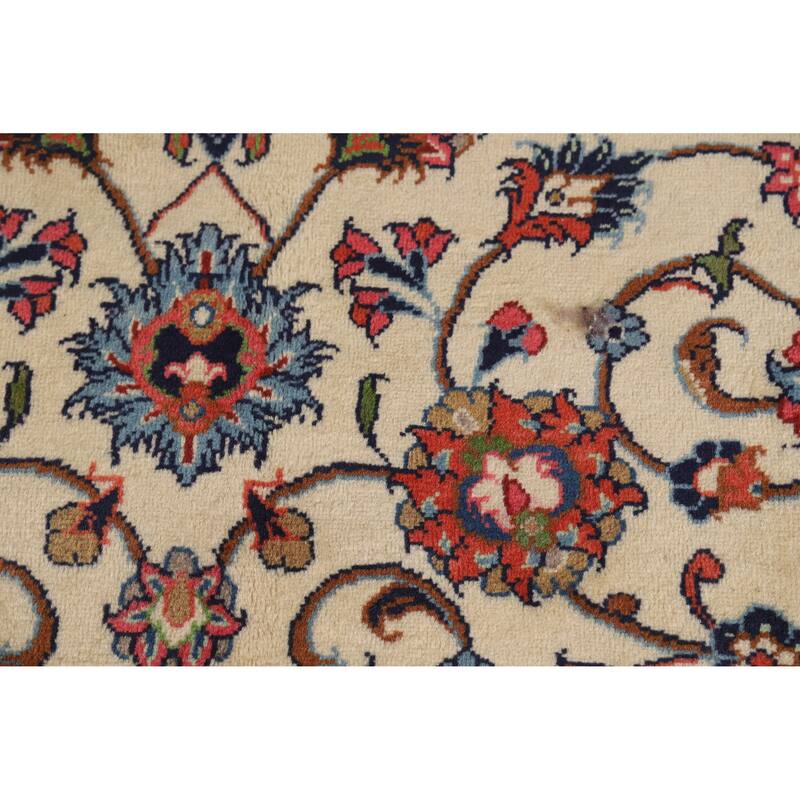 Hand Knotted Oriental 100% Wool Carpet Traditional All-Over Beige & Ivories Sarouk Area Rug - 9' 10'' X 6' 7''