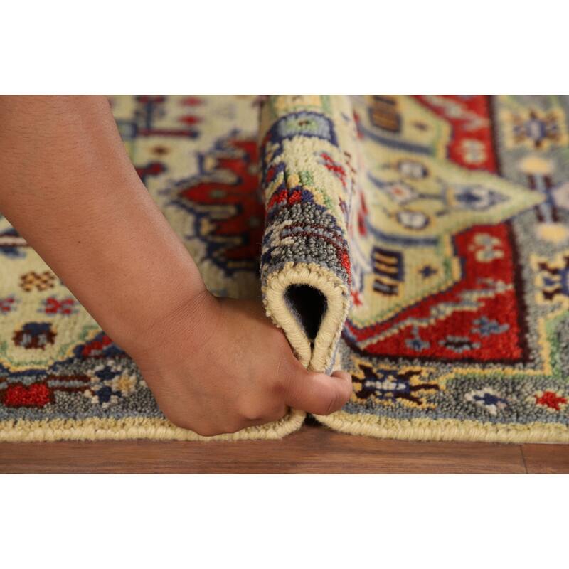 Geometric Kazak Indian Foyer Rug Hand-Knotted Wool Carpet - 2'0" x 3'0"