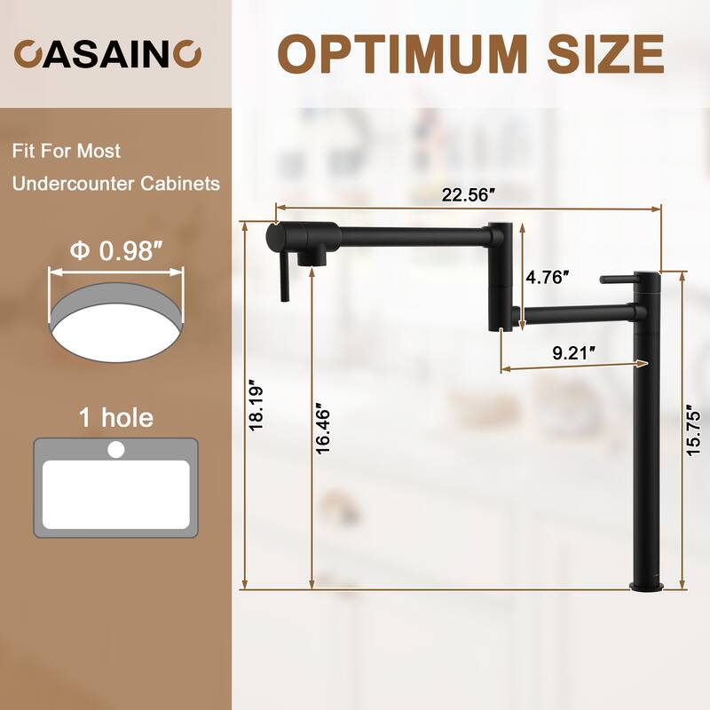 Pot Filler Kitchen Faucet with Double Joint Swing Arms