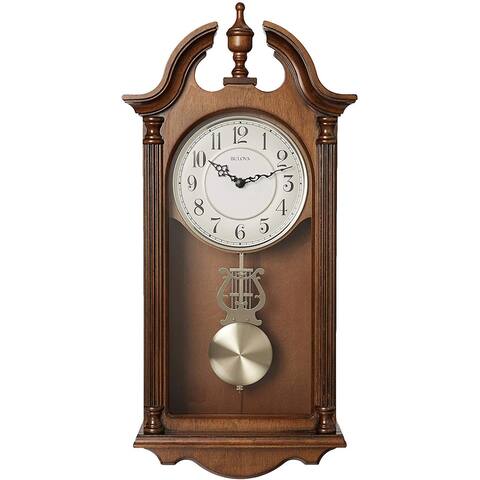 Bulova Clocks C1517 Saybrook Striking 3 Melody Option Chiming Wood Wall Clock