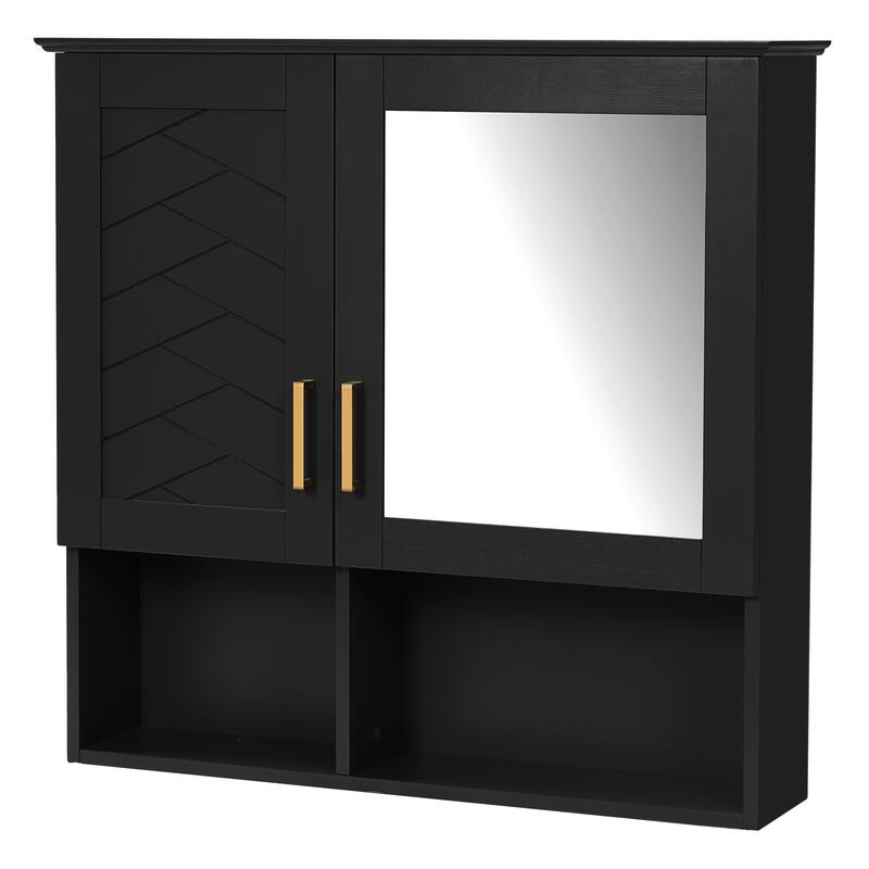 2-in-1 Bathroom Mirror Cabinet, 30 inch Wall Mounted Medicine Cabinet with Adjustable Shelves & Soft Close Doors