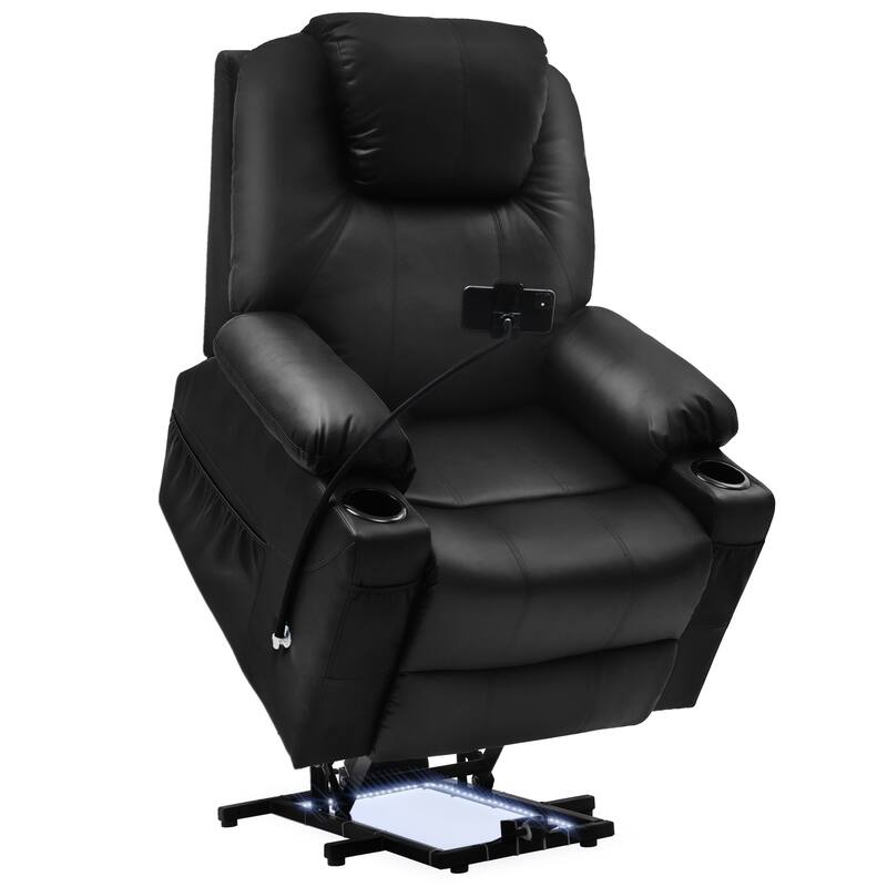 Moasis Faux Leather Reclining Chair Massage with LED and Mobile Phone Holder