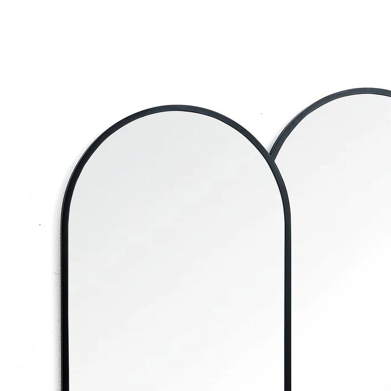 Triple Arch Black Metal Framed Decorative Wall Mirror - 31.5" H x 42.13" W x 0.59" D