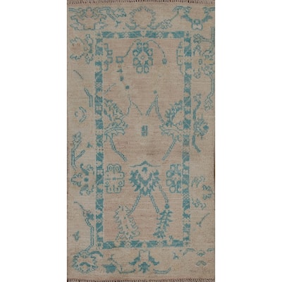 Muted Traditional Oushak Turkish Oriental Wool Rug Hand-knotted Carpet - 2'0" x 3'10"
